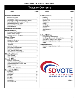 Table of Contents