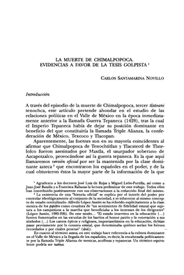 La Muerte De Chimalpopoca. Evidencias a Favor De La Tesis Golpista 1