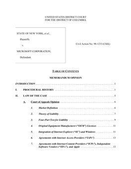 STATE of NEW YORK, Et Al., Plaintiffs V. MICROSOFT CORPORATION, Defendant. UNITED STATES DISTRICT COURT for the DISTRICT of COLU