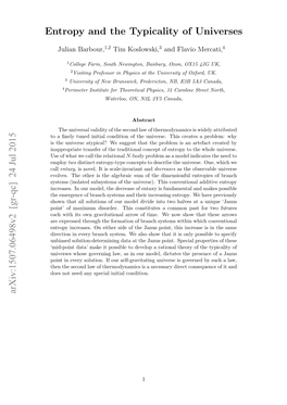 Entropy and the Typicality of Universes Arxiv:1507.06498V2 [Gr-Qc]