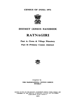 District Census Handbook, Ratnagiri, Part