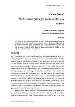 The Festival of Pacific Arts and Dance Remix in Oceania