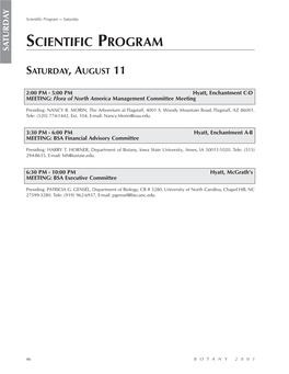 Botany 2001 Scientific Program Full Schedule