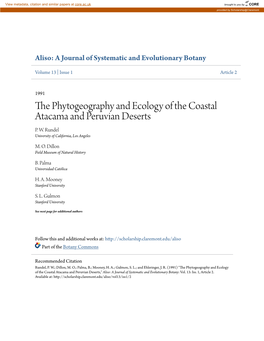 The Phytogeography and Ecology of the Coastal Atacama and Peruvian Deserts1