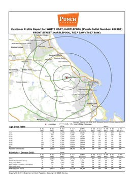 Customer Profile Report for WHITE HART, HARTLEPOOL (Punch Outlet Number: 202185) FRONT STREET, HARTLEPOOL, TS27 3AW (TS27 3AW)