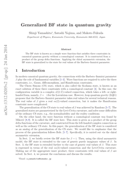 Generalized BF State in Quantum Gravity