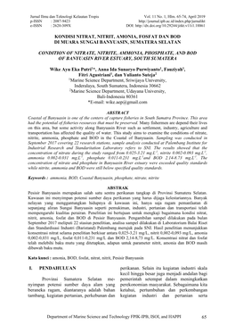65 Kondisi Nitrat, Nitrit, Amonia, Fosfat Dan Bod Di Muara