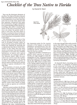 Checklist of the Trees Native to Florida