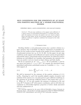 Arxiv:1908.05503V1 [Math.AG] 15 Aug 2019 D in R>0