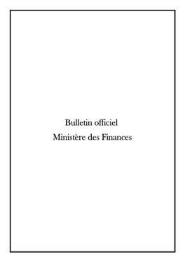 Bulletin Officiel Du Ministère Des Finances 2016