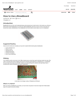 How to Use a Breadboard - Learn.Sparkfun.Com 10/15/17, 10�54 AM � Find a Retailer Need Help?