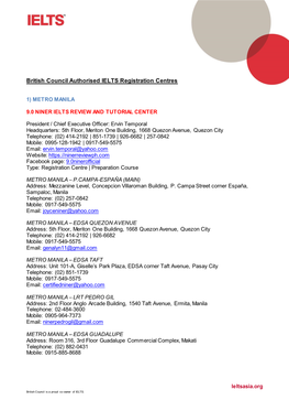 British Council Authorised IELTS Registration Centres