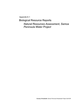 Natural Resources Assessment, Samoa Peninsula Water Project