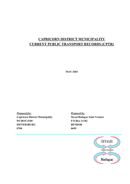 Capricorn District Municipality Current Public Transport Records (Cptr)