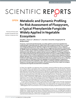 Metabolic and Dynamic Profiling for Risk Assessment of Fluopyram, A