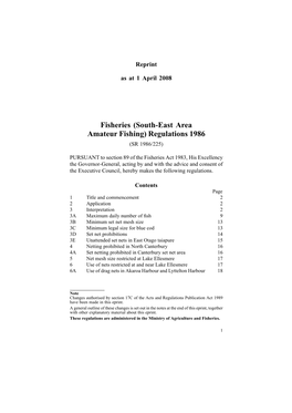 Fisheries (Southeast Area Amateur Fishing) Regulations 1986