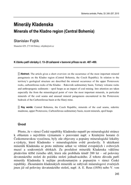 Minerály Kladenska Minerals of the Kladno Region (Central Bohemia)