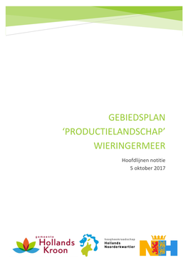 Gebiedsplan 'Productielandschap' Wieringermeer