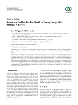 Soccer and Sudden Cardiac Death in Young Competitive Athletes: a Review