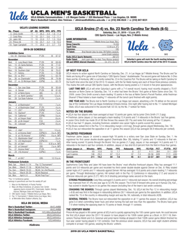 UCLA Men's Basketball UCLA’Sucla Season/Careerseason/CAREER Statistics (As of Dec 14, STATS 2019) 2019-20All Gamesroster