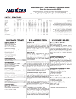 The American Today 2020-21 Standings Preseason