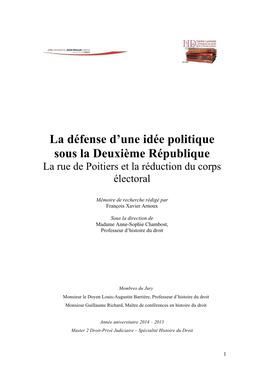 La Défense D'une Idée Politique Sous La Deuxième République