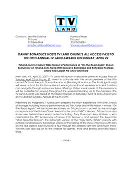 042007 Danny Bonaduce Hosts Tv Land Online's All Access Pass to the Fifth Annual Tv Land Awards