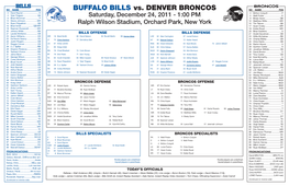 Buffalo Bills Vs. Denver Broncos No Name Pos 3 Dave Rayner