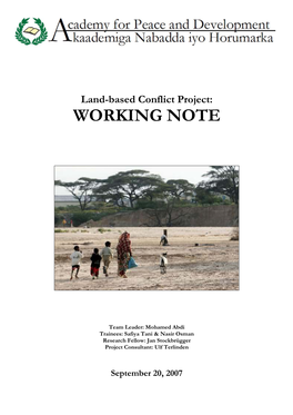 Land-Based Conflict Project: WORKING NOTE