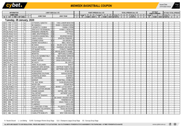 Midweek Basketball Coupon 27/01/2020 09:24 1 / 2