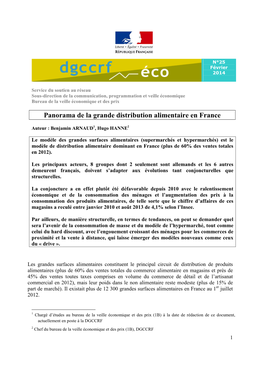 DGCCRF Éco N°25 Panorama Grande Distribution Alimentaire En France