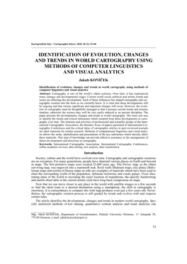 Identification of Evolution, Changes and Trends in World Cartography Using Methods of Computer Linguistics and Visual Analytics