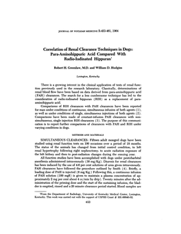 PAH) Clearances.Thesearchforalesscumbersometechniquehasledtothe Consideration of Radio-Iodinated Hippuran ( RIH ) As a Replacement of Para Aminohippuric Acid