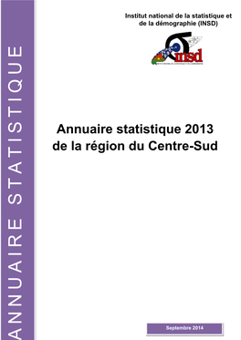 Annuaire Statistique 2013 De La Région Du Centre-Sud