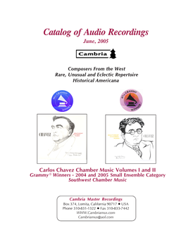 Catalog of Audio Recordings June, 2005