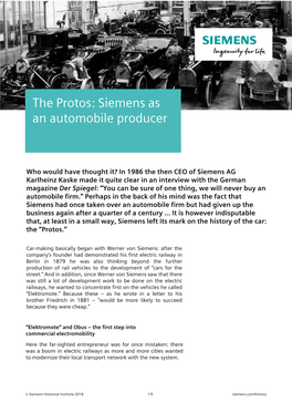 Protos: Siemens As an Automobile Producer
