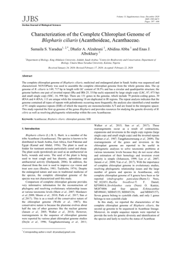 Characterization of the Complete Chloroplast Genome of Blepharis Ciliaris (Acanthoideae, Acanthaceae)