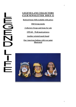 Legend Lane Collectors Club Newsletter Issue 12