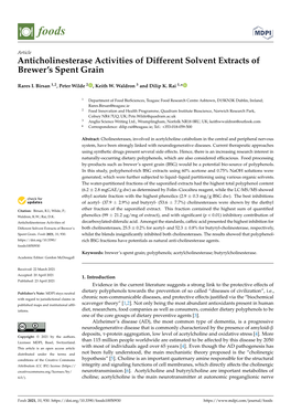 Anticholinesterase Activities of Different Solvent Extracts of Brewer’S Spent Grain