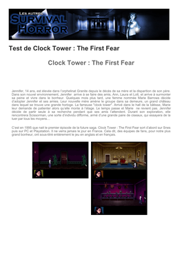 The First Fear Clock Tower