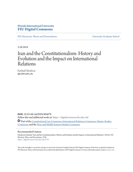 Iran and the Constitutionalism: History and Evolution and the Impact on International Relations Farshad Ghodoosi Fghod001@Fiu.Edu