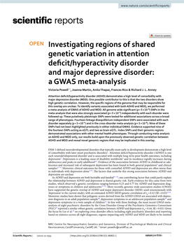 Investigating Regions of Shared Genetic Variation in Attention Deficit/Hyperactivity Disorder and Major Depressive Disorder