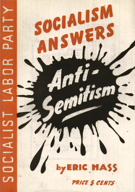 Socialism Answers Anti-Semitism by Eric Hass