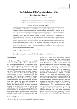 Warfarin-Induced Skin Necrosis in Patients with Low Protein C Levels