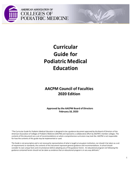 Curricular Guide for Podiatric Medical Education