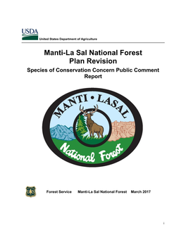 Manti-La Sal National Forest Plan Revision Species of Conservation Concern Public Comment Report