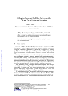 SN-Engine, Geometric Modelling Environment for Virtual World Design and Perception