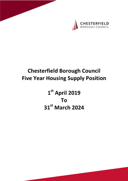 Chesterfield Borough Council Five Year Housing Supply Position 1