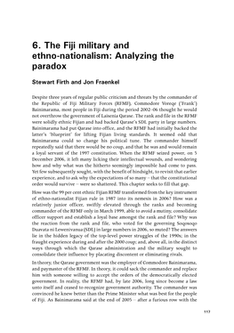 The Fiji Military and Ethno-Nationalism: Analyzing the Paradox