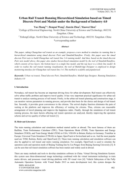 Urban Rail Transit Running Hierarchized Simulation Based on Timed Discrete Petri and Matlab Under the Background of Industry 4.0